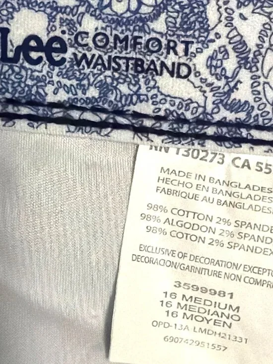 Lee Comfort Waistband Womens Striped Cargo Shorts Size 16 Medium Cotton Blend - Picture 3 of 6